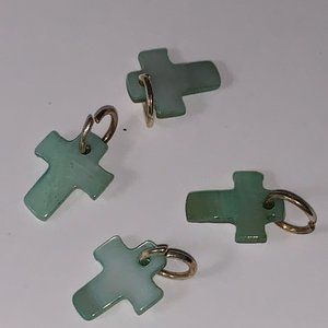 Small Green Shell Cross Charms